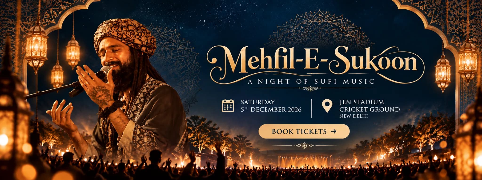 Mehfil-E-Sukoon: A Night of Sufi Music. Saturday 5th December 2026, JLN Stadium Cricket Ground, New Delhi